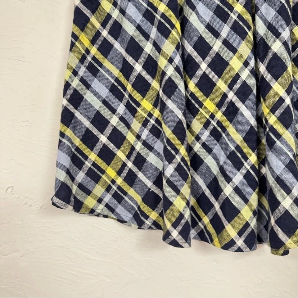 Joie Blue Yellow Plaid ALine Mini Skirt Women S Dark Academia Preppy School Girl - Imagem 3 de 4