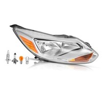 Headlight Assembly Right w/Bulbs Compatible Clear Lens Chrome Housing Right