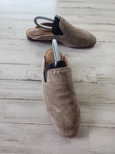 Frye Gwen flat slide shoes ash beige suede size 6.5 Loafer Mule Open Back