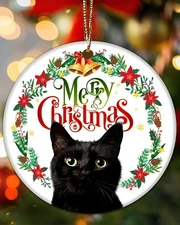 Black Cat Ornament for Christmas Tree - Keepsake Gifts Green 