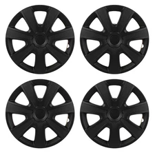 Set of 4 Black 13" Wheel Covers Snap On Full Hub Caps For R13 Tire & Steel Rim