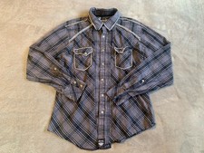 Rock 47 Wrangler Mens Shirt Large Gray Snap Biker Western Grunge Cowboy Rodeo