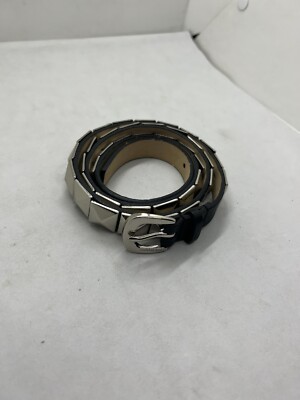 Vintage Michael Kors Womens Black Leather Pyramid Silver  display picture 2
