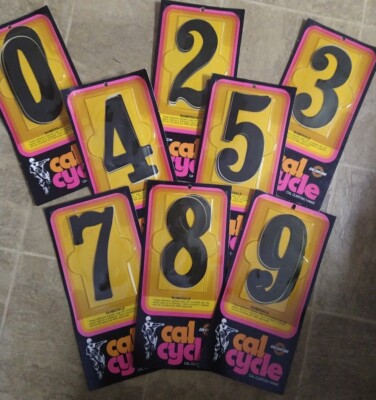 NOS 5'' Black Cal cycle Custom Hawk Numeral Number Sticker 3-pk Racing Moto Kart
