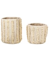 Set Aus 2 BaumwollaufbewahrungsköRbe BehäLter Dekoration Beige Kakki