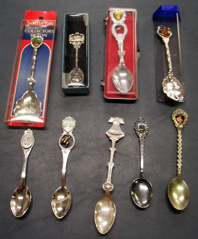 LOT of 9 Souvenir Collectable Baby Spoons Mixed Corn Palace 1776 Gettysburgh +