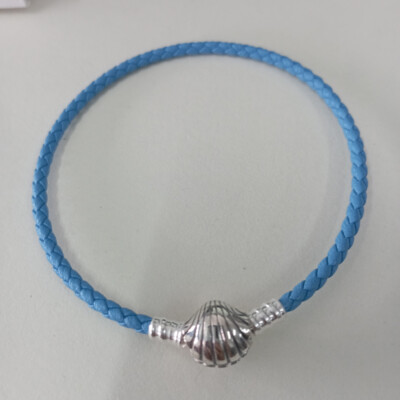 Blue Leather Pandora Moments Seashell Bracelet S925 Ale UK - Main Image