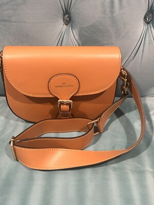 Roberta Rossi Genuine leather Italian Crossbody bag Purse Tan color