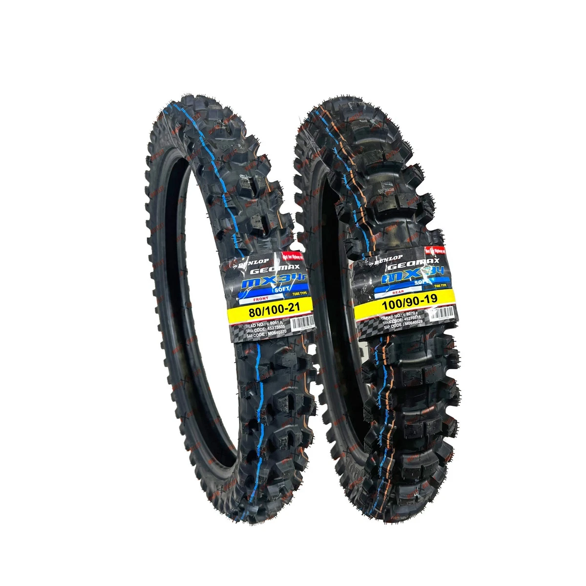 Dunlop MX34 100/90-19 80/100-21 Front & Rear Tire Set Dirt Bike MX