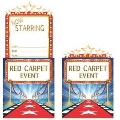 Hollywood Lights Pop Up Invitations 8 Pack Movie Red Carpet Awards VIP Party