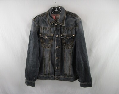 True Religion Men Jimmy Big QT Button Front Trucker Jean Jacket