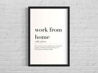 Work From Home Definition Poster Premium Quality Choose your Size