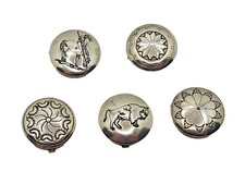 Vintage Native American Concho Style Sterling Silver Button Covers  Set of 5