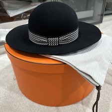 Authentic HERMES Chapeau Betty Feutre De Lapin Cheval Pixel Women Hat 58 BNIB