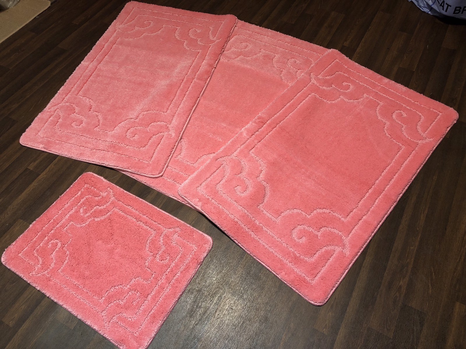 ROMANY WASHABLE TRAVELLER MATS SET NON SLIP SUPER THICK RUGS PINK NEW