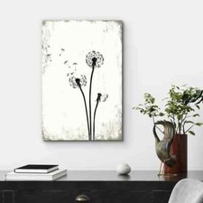 Dandelion Whimsy Minimalist Neutral Living Room Picture Framed Canvas Print Art
