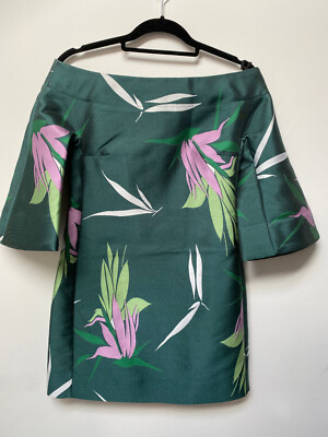 MARNI Spherical Green Jacquard Kapfu Motif Off Shoulder Shift