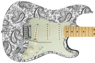 Guitar Skin Axe Wrap Re-skin Bass Reface DIY Vintage White Paisley