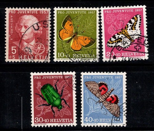 Schweiz 1957 Mi. 648-652 gebraucht 100% Pro Juventute, SCHMETTERLINGE