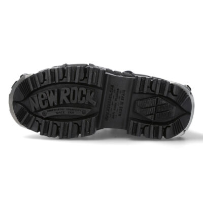 New Rock Boots WALL106-S10 Unisex Metallic Black Leather Platform