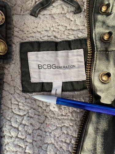 BCBGeneration Women's Green Zipper / Snap Front Hooded Parka Jacket Size M - Picture 4 of 6