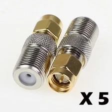 5pcs F Type Female Jack To SMA Male Plug Straight RF Adapter Connector Converter