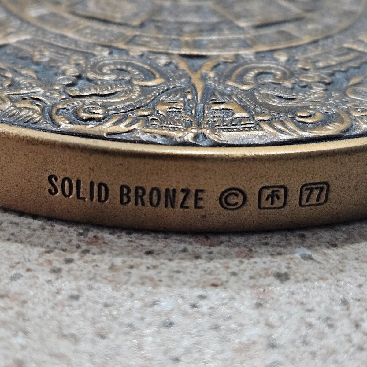 1978 Franklin Mint Aztec Calendar Art Medal 3 Inch Bronze