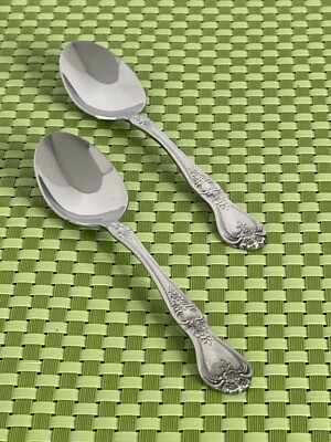 Stanley Roberts PRECIOUS ROSE Stainless 2 Teaspoons Rogers Co Flatware B153WU