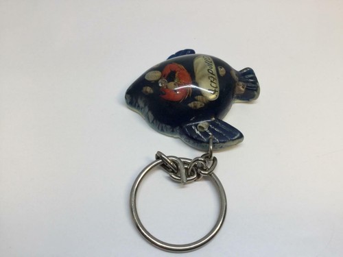 Vintage ACAPULCO Souvenir Keyring TROPICAL BLUE FISH Keychain Ancien Porte-Clés - Picture 4 of 12