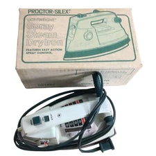 VTG Proctor-Silex Lightweight Spray Steam Dry Iron I1200 Boxed & Care Book USA