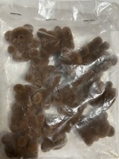 Vintage Set of 12 Tiny Brown Teddy Bears Flocked Plastic