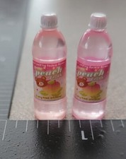 Dollhouse Miniature 1:12 Simulates 2 Liter PEACH SODA Beverage Drink 2 Bottles