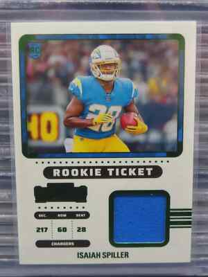 Isaiah Spiller 2022 Contenders  Rookie Ticket Jersey RC #RTS-ISP Chargers