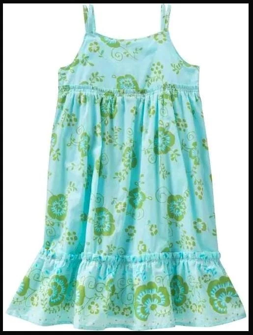 NWOT Baby Gap kids girls 4 maxi sun dress Tropical aqua blue green floral tank