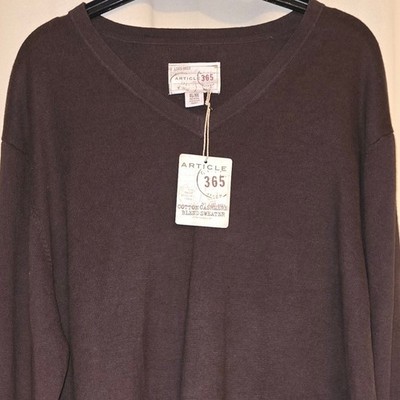 Article 365 Men's V-Neck Cotton Cashmere Blend Sweater - XL Extra Large