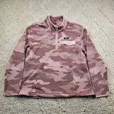 Victoria's Secret PINK Sweatshirt Womens Camouflage Camo Quarter Zip Pullover Lg