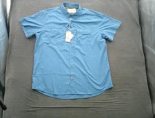 Duck Camp Shirt Mens 2XL Channel Blue Lightweight Hunting Short Sleeve Outdoor