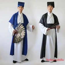 Chinese Scholar Costume Hanfu National Tang Costume Men Robe Costume Dance Dress