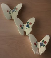 Vintage Lasting Products Handpainted Ceramic Set Of 3 Butterflies Made In USA