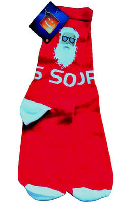 Sophos Sweat Wicking Large Novelty Socks Santa Claus Red White HO HO! FREE SHIP!