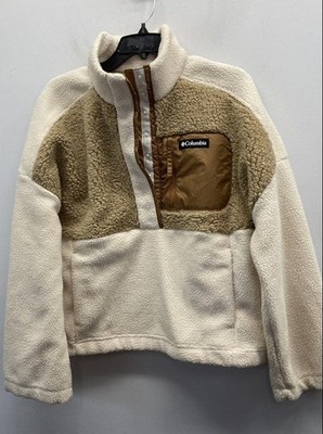 Columbia Women's West Bend Fleece Pullover Cream Tan Sherpa Quarter Snap Sz L