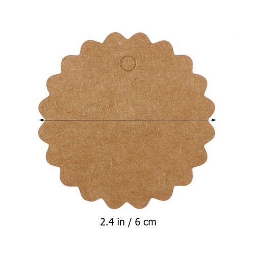 100 Pcs DIY Cowhide Card Hanging Tag Round Scalloped Labels Tags Craft Paper - Bild 10 von 11