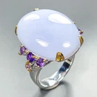 Handmade 38 ct Natural Chalcedony Ring 925 Sterling Silver Size 8.5 /R458924