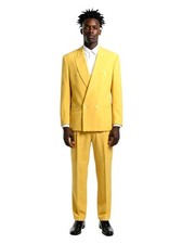 CLAUDE MONTANA - 1995 Yellow Double Breast Silk Suit, Size Medium