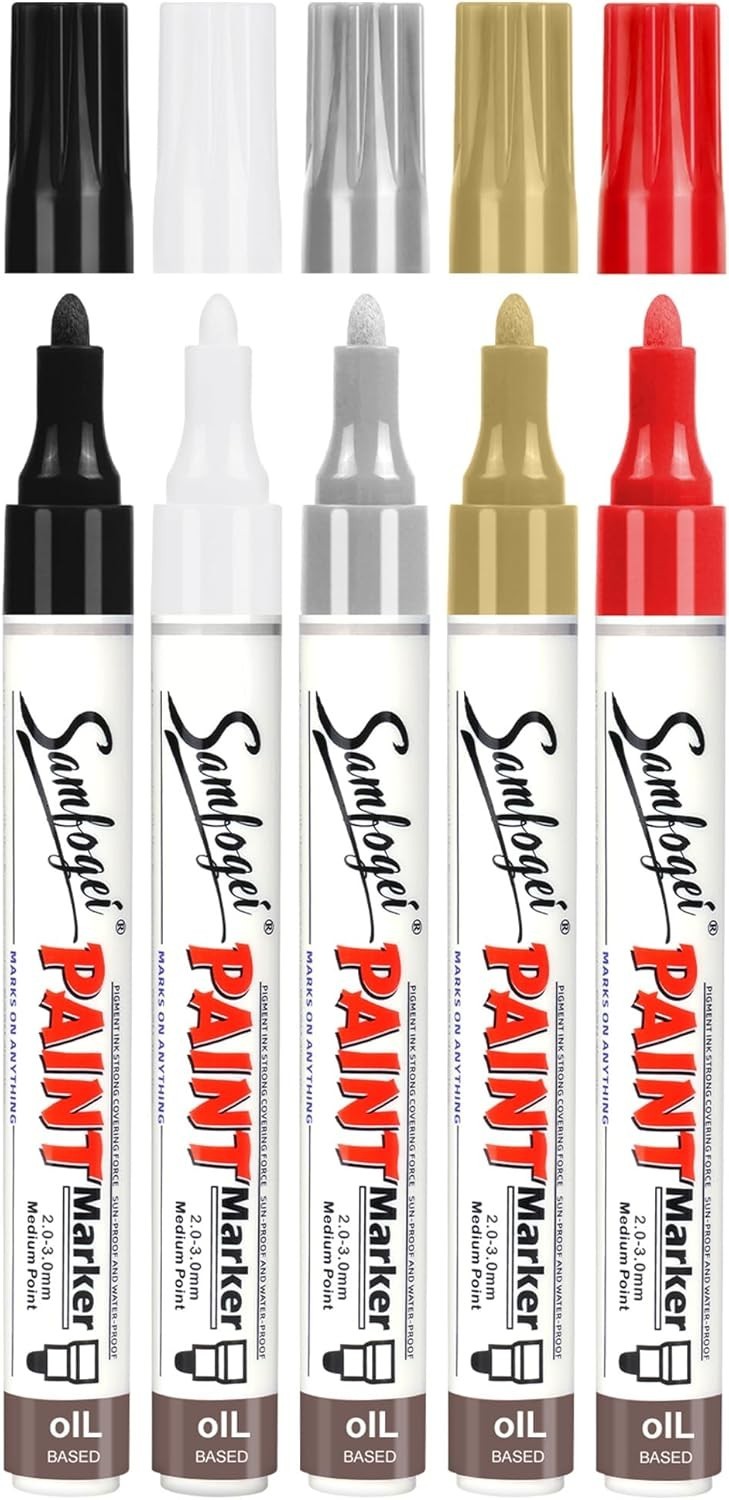 5/8 Colors Oil Based Paint Pens Permanent Marker for Metal, Wood, Canvas, Fabric