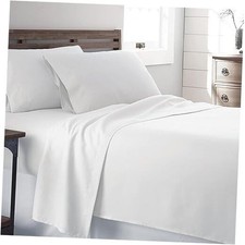 600 Thread Count 100 Cotton Sateen Bed Sheets Deep Pocket, Cotton King White