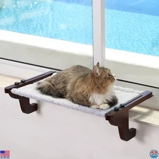 Cat Window Perch Hammock - Sturdy Wood & Metal Frame for Large Cats & Kittens