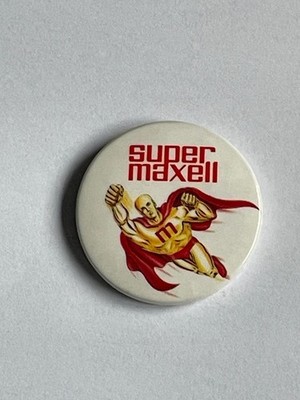Vintage Maxell Werbe-Button Pin  Super Maxell ￼