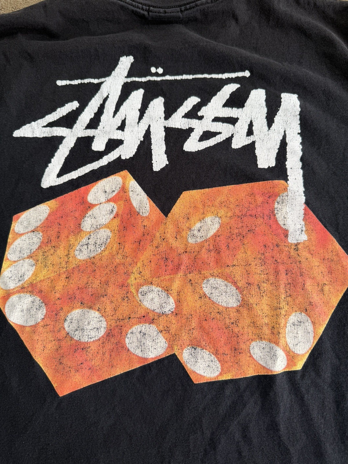 Stussy Diced Out Tee size L Black Dice Logo Graphic T-Shirt Vintage thumbnail 2