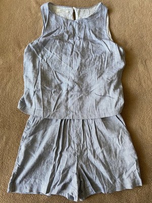 Promod Zweiteiler Mini-Hosen-kleid XS 34 Hose kurz m.Leinen ärmellos